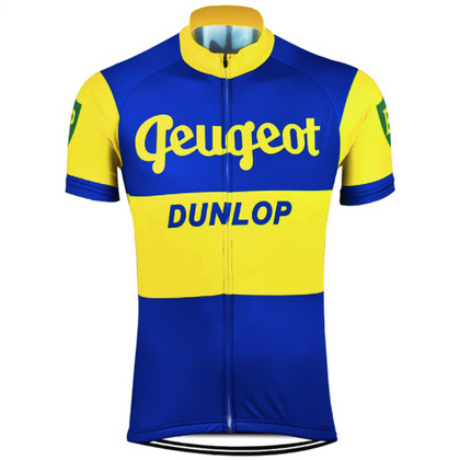 Retro Cycling Jersey Peugeot-Dunlop - Blue/Yellow