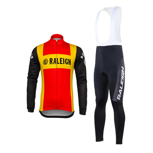 Retro Cycling Outfit Ti-Raleigh - Jacket (fleece) and long pants - Red