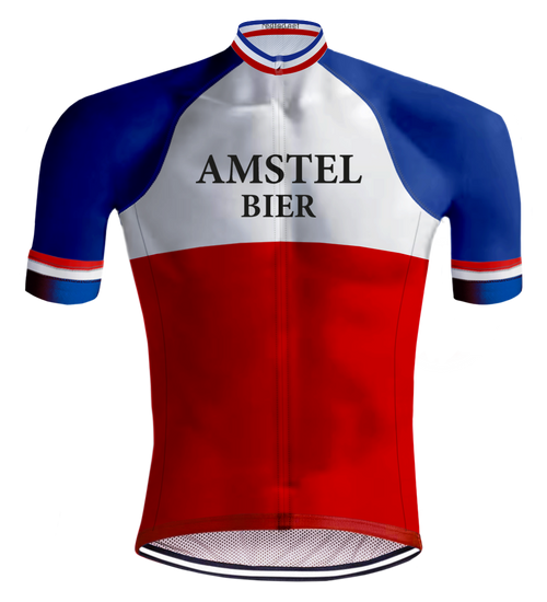 Retro Cycling Jersey Amstel Bier Red/Blue - REDTED