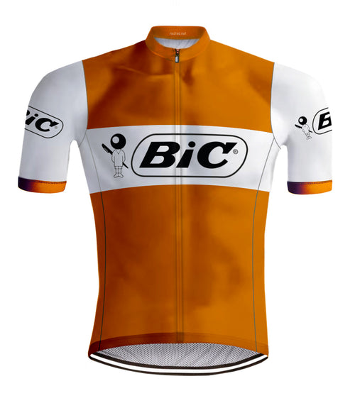 Retro cycling jersey Bic Orange - REDTED 