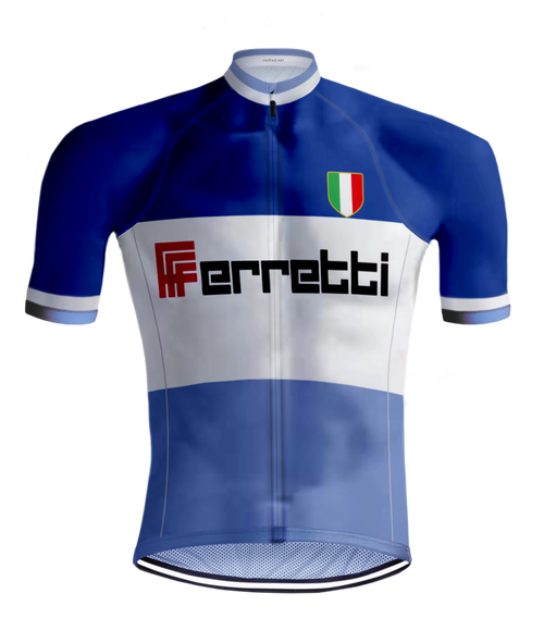 Retro cycling jersey Ferretti Blue - REDTED