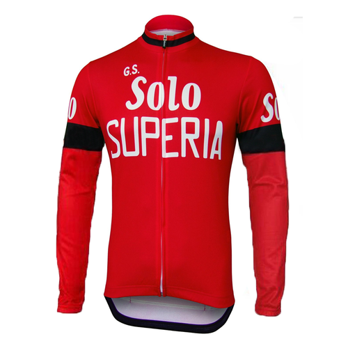 Retro Cycling Jacket (fleece) Solo Superia - Red