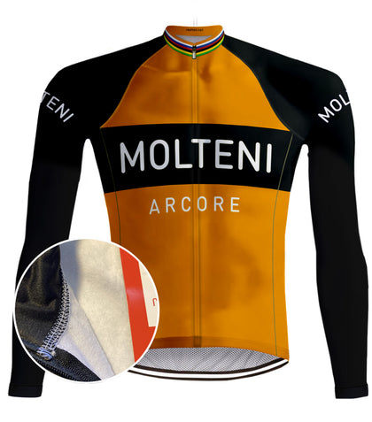 Retro Cycling Jacket (fleece) Molteni Orange - RedTed