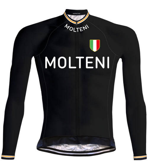 Retro Cycling jersey Molteni long sleeves Black - REDTED