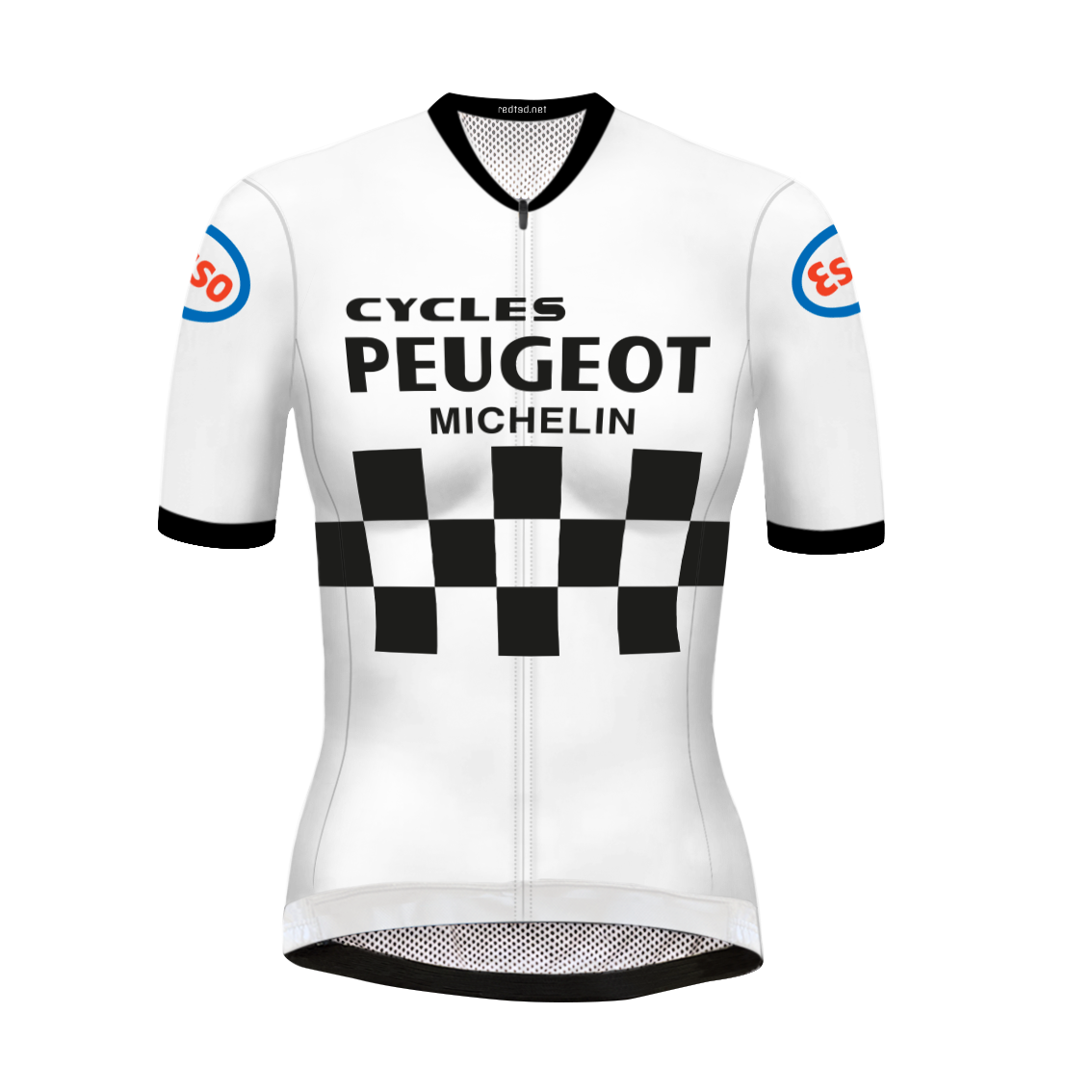 Retro women cycling jersey Peugeot White black REDTED