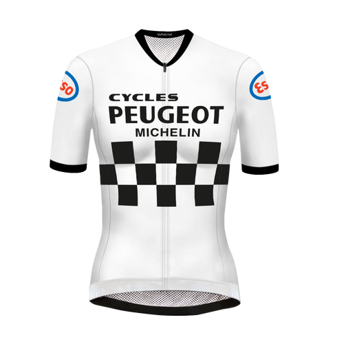 Retro women cycling jersey Peugeot White/black - REDTED