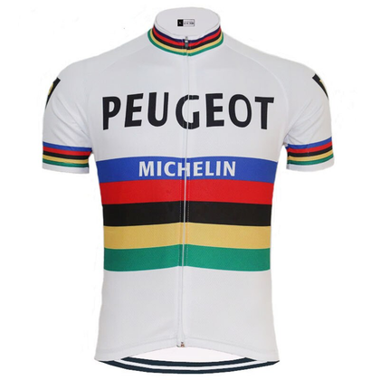 Retro Cycling Jersey Peugeot - Rainbow
