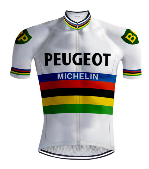 Retro cycling Jersey Peugeot Rainbow - REDTED