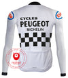 Retro Cycling Jacket (fleece) Peugeot White - RedTed