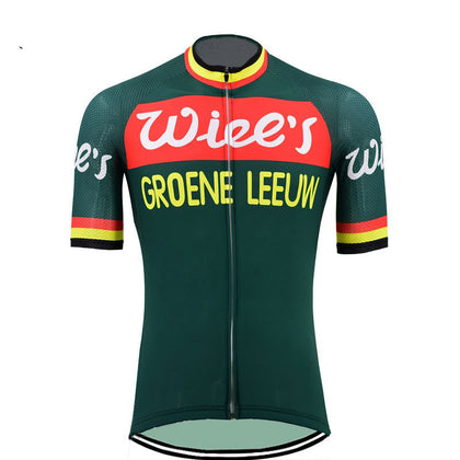 Retro Cycling Jersey Wiel's Groene Leeuw - Red/Green
