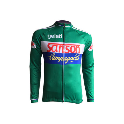 Retro Cycling Jacket (fleece) Sanson - Green