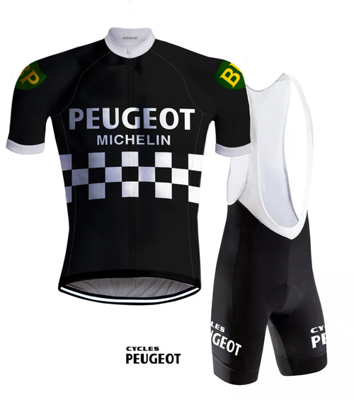 Retro Cycling Outfit Peugeot Black/White - REDTED